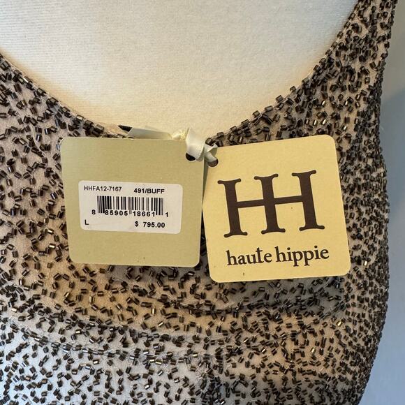 Haute Hippie Embellished Beaded Halter Dress NWT Size Large – Retail $795 - Picture 4 of 11
